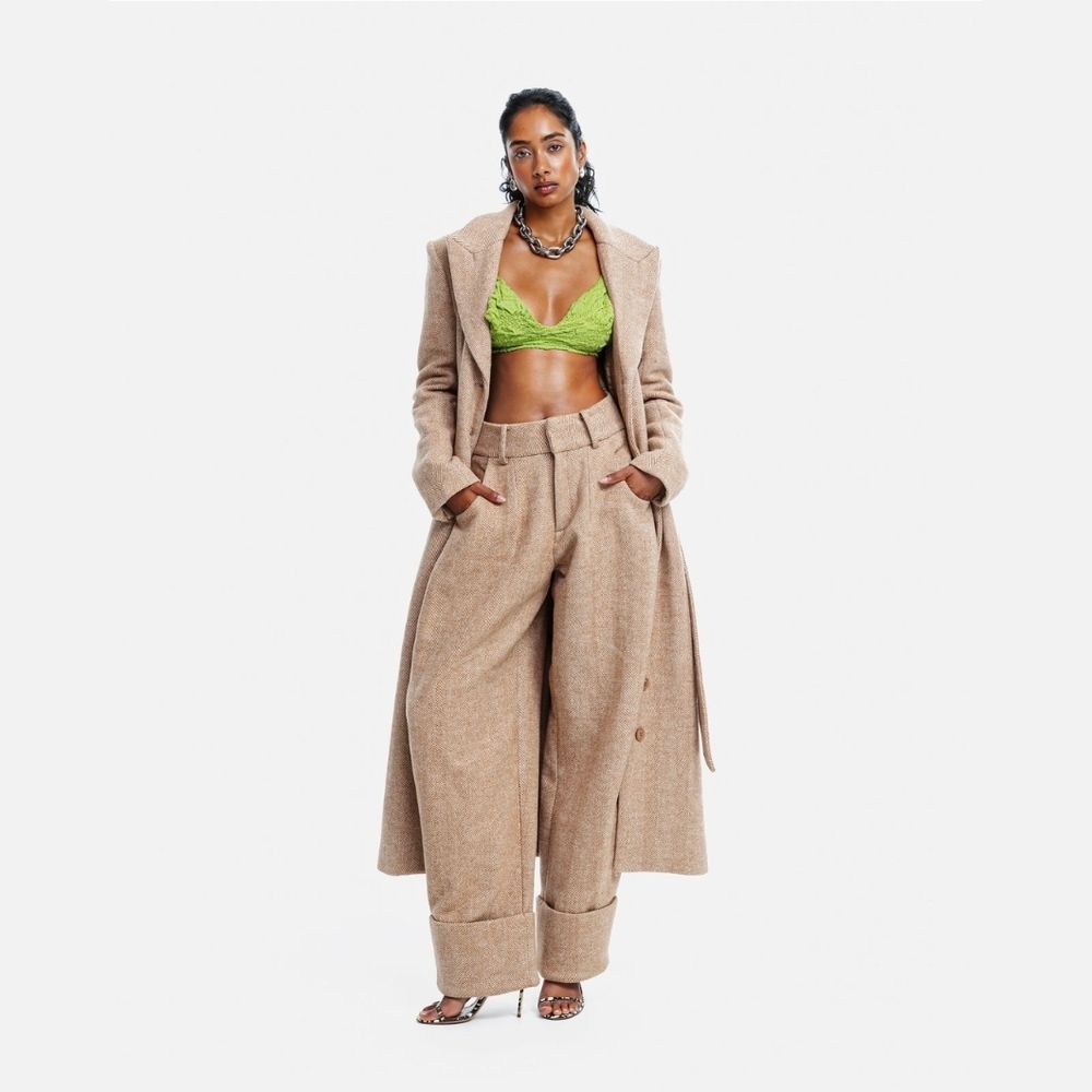 Hanifa Shay Wool Pant Ruby Red Herringbone